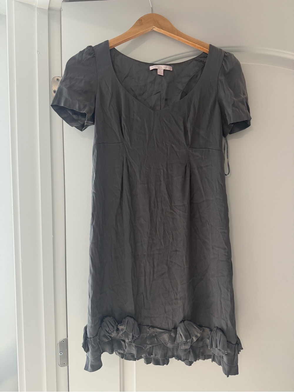 Rebecca Taylor Silk Slate Gray Short-Sleeve Mini Dress